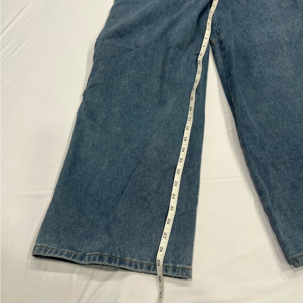 Princess Polly Wide Leg Cargo Jeans US 2 High Rise Light Wash Denim - Picture 10 of 10